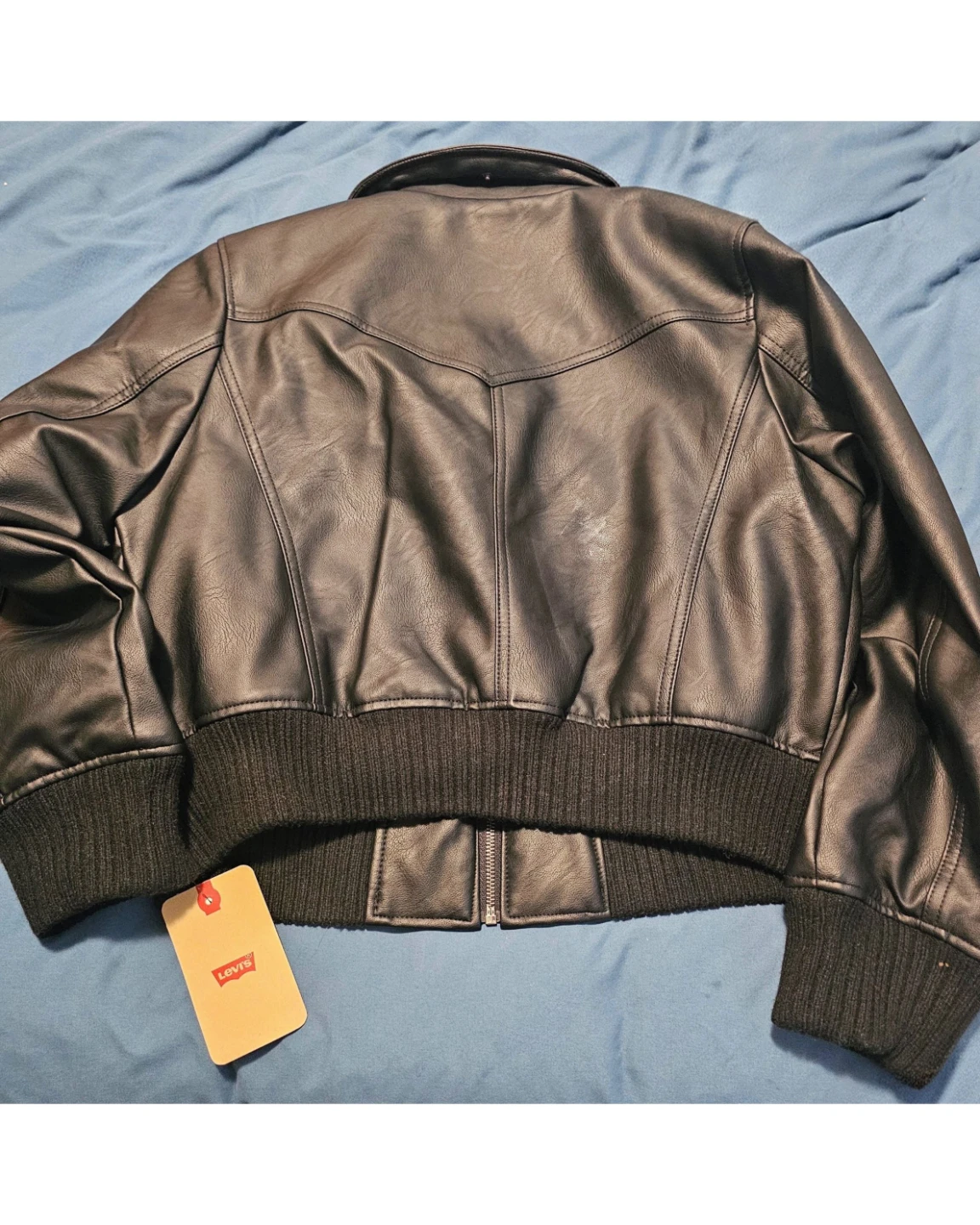 ✨NWT Levi's Faux Leather Cropped Western Bomber Jacket - Size L✨ - photo 4