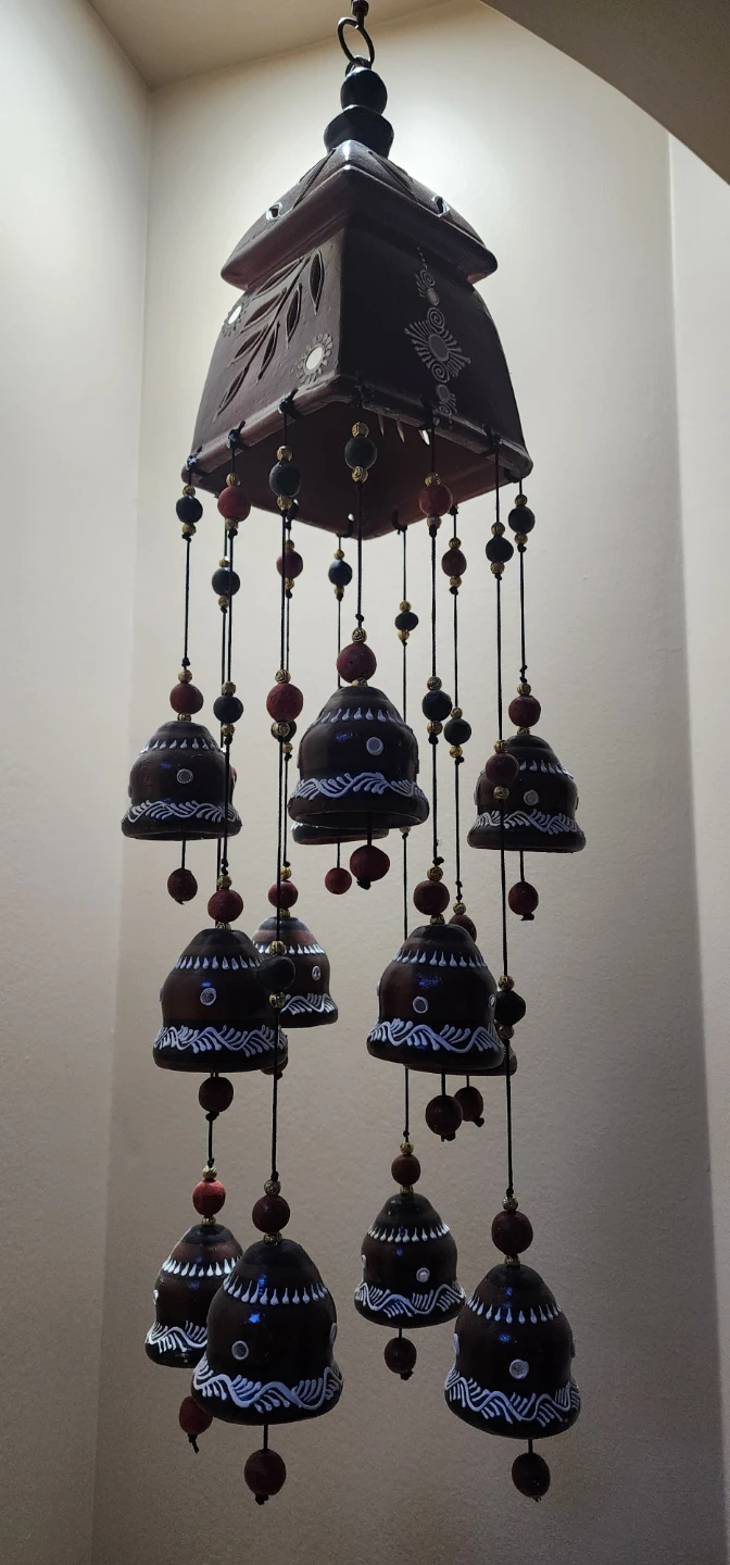 Hand-painted clay bell wind chime - photo 3
