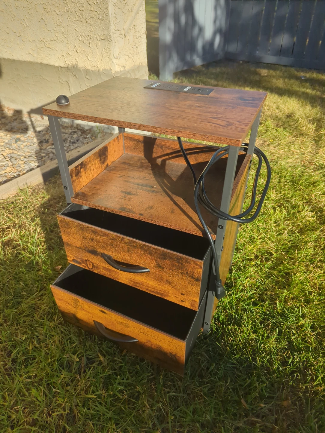 Rustic Bedside Table with Power Outlets - photo 4