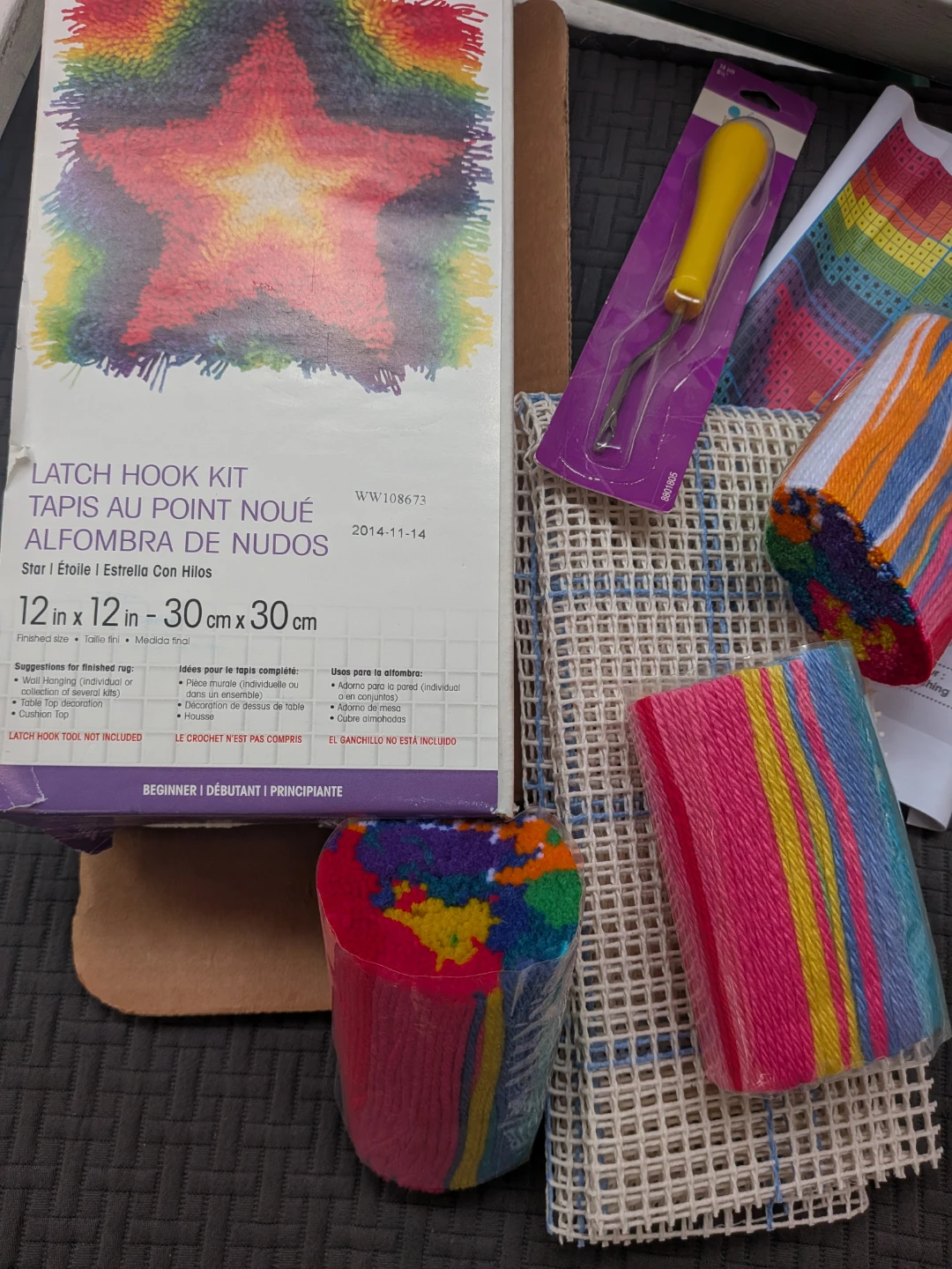 Wonderart Shaggy Star Latch Hook Kit plus added Latch hook