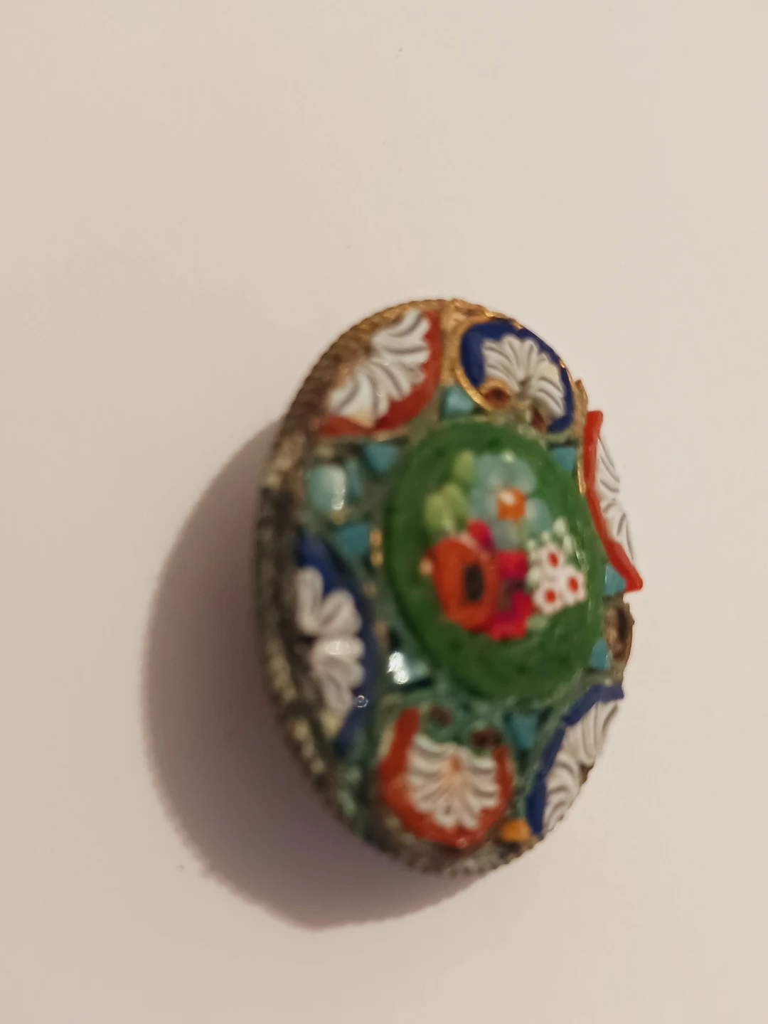 Beautiful Vintage Italian Micro Mosaic Floral Brooch - photo 2