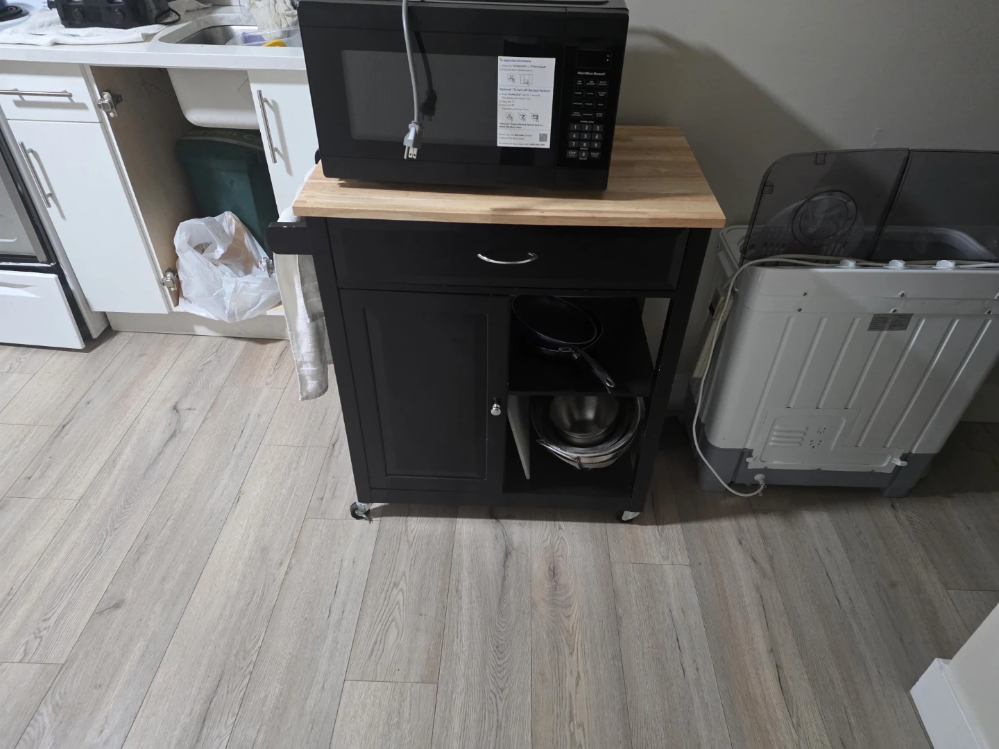 Kitchen Island Cart with Butcher Block Top
