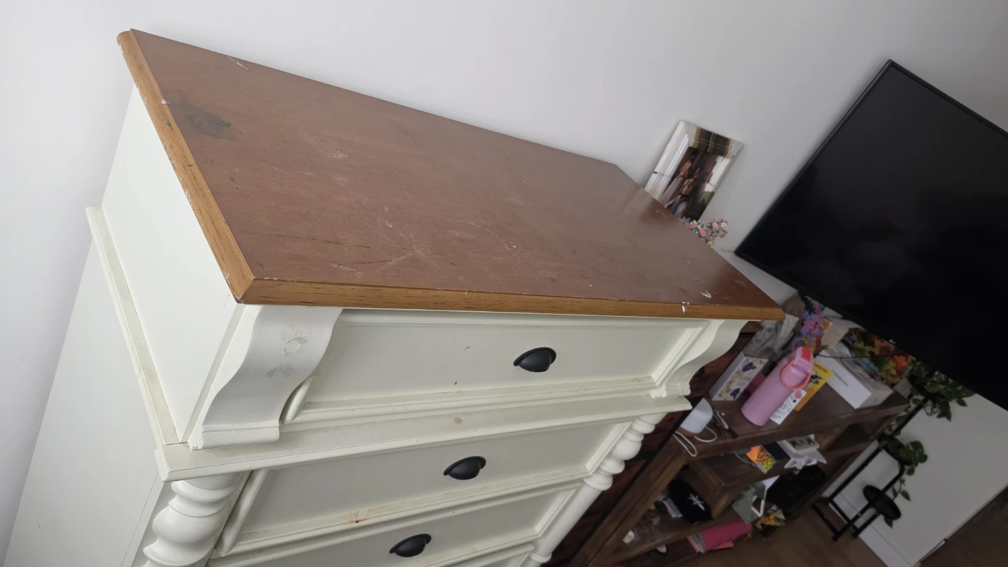 Off-White Tall Dresser with Six Drawers - photo 3