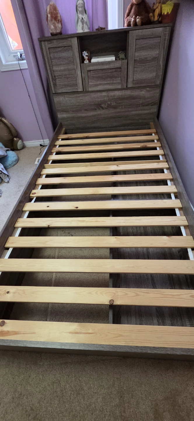 Twin size bed frame with storage headboard & mattress - photo 2