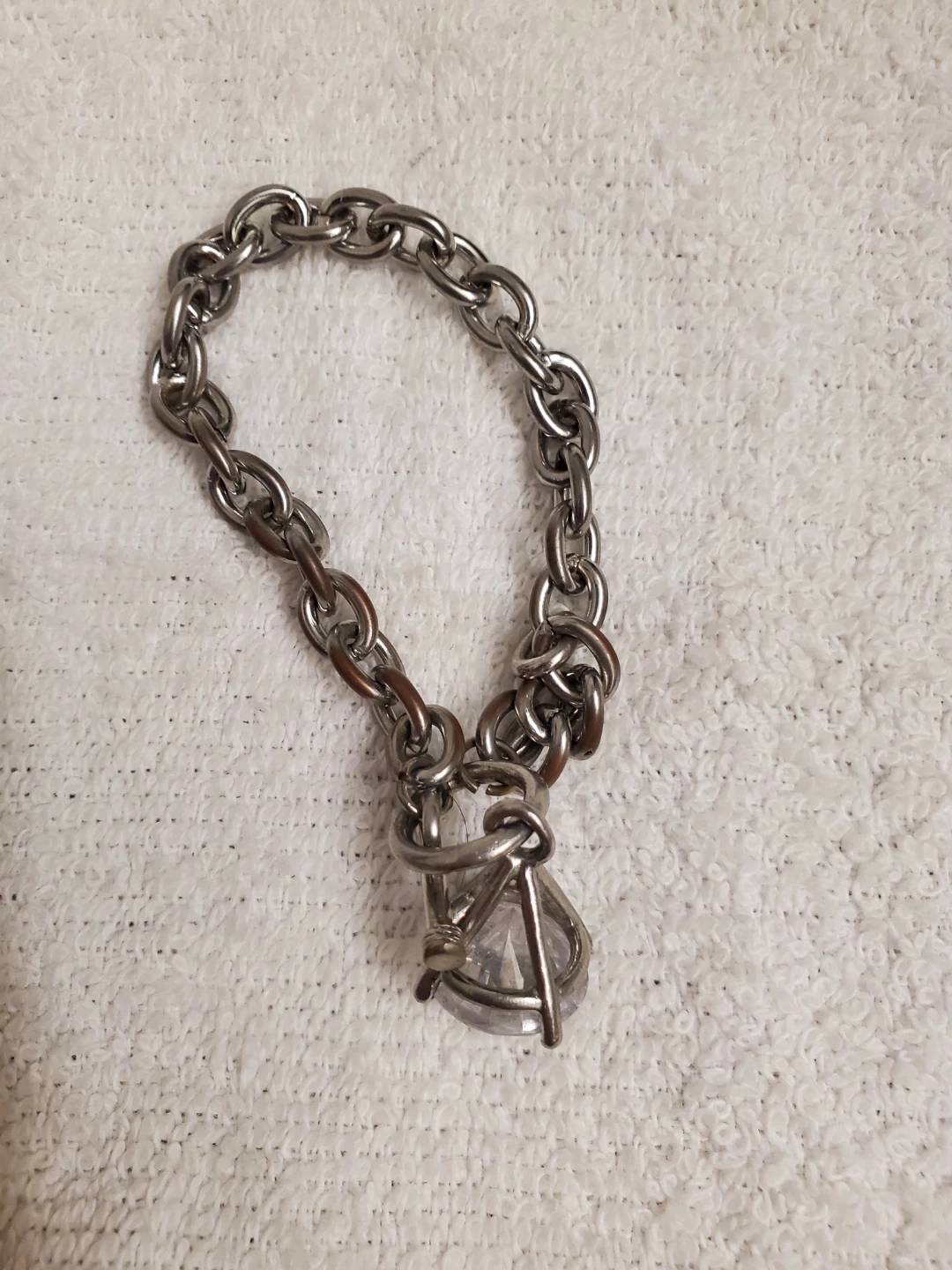 Silver-Tone Chain Bracelet with Large CZ Stone - photo 3
