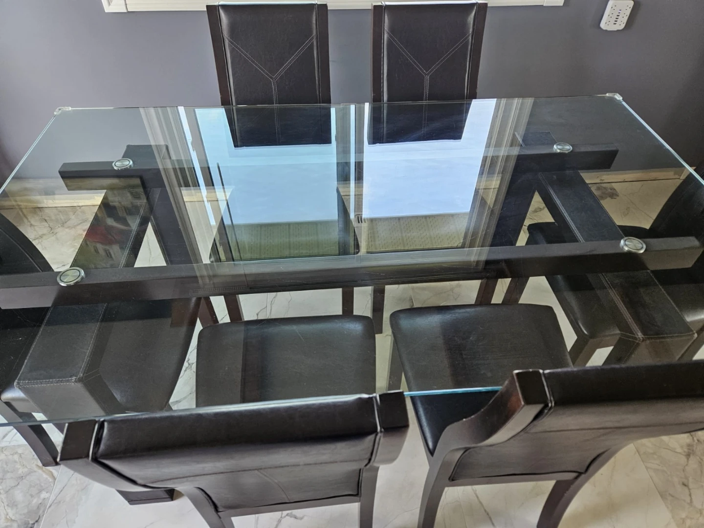 Glass Dining Table with 6 Chairs - photo 2