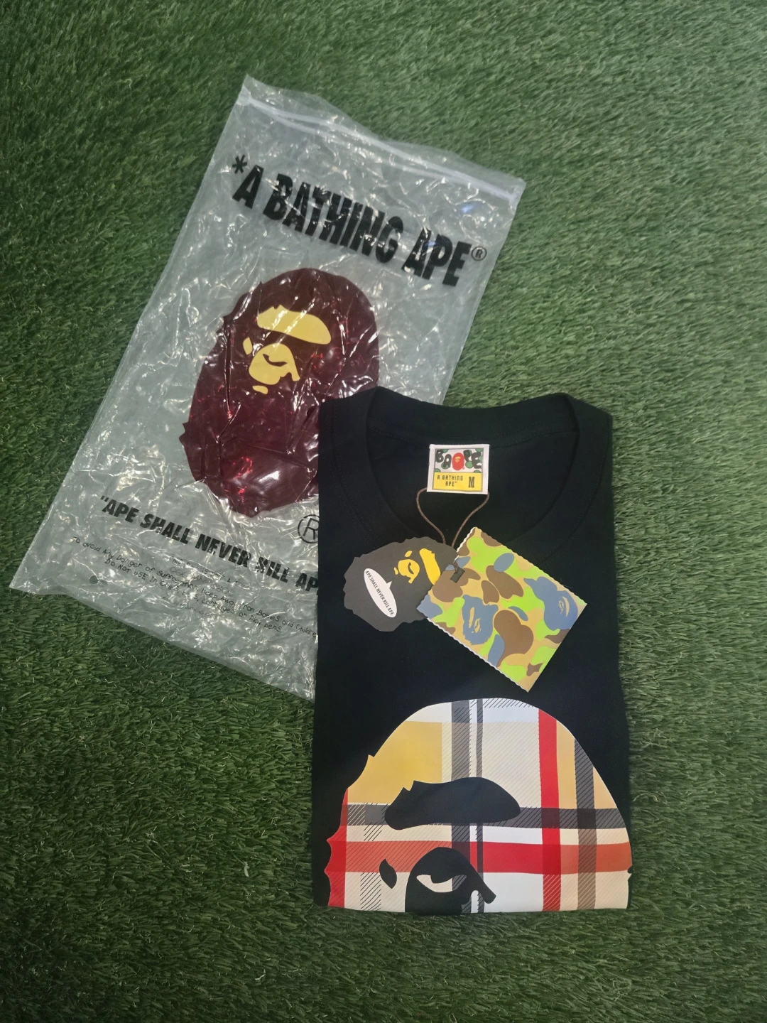 A Bathing Ape (Bape) Plaid Design Tee Shirt