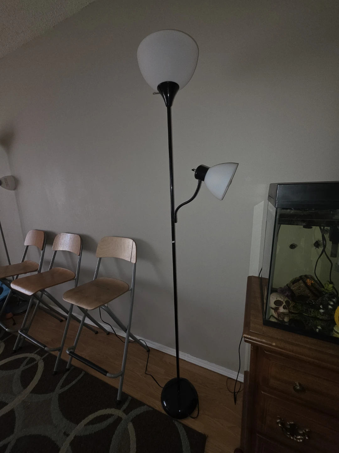 Black Floor Lamp with Adjustable Reading Light