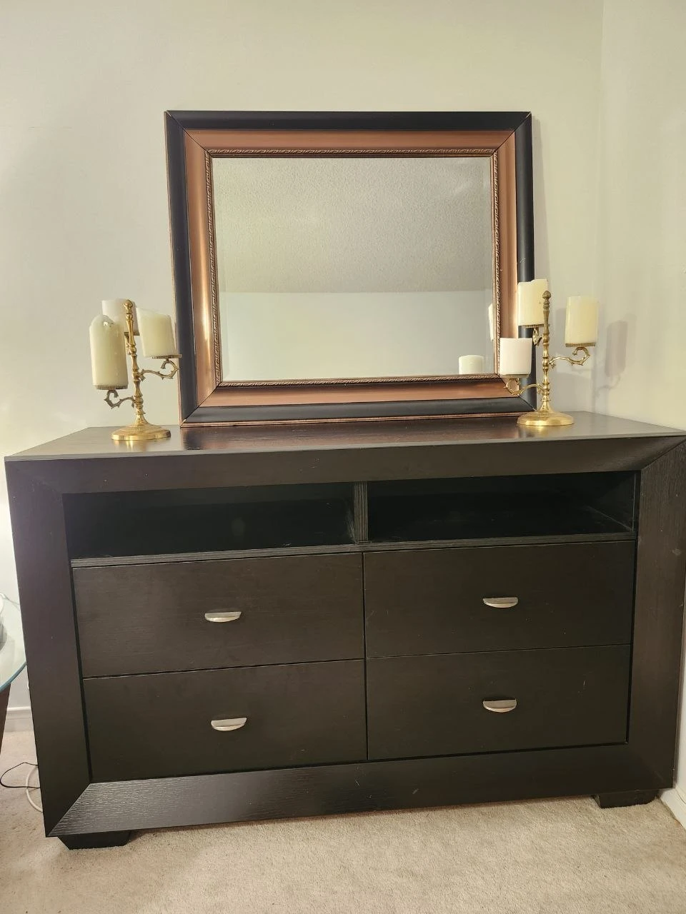 Dark Brown Dresser and Mirror Set - photo 4