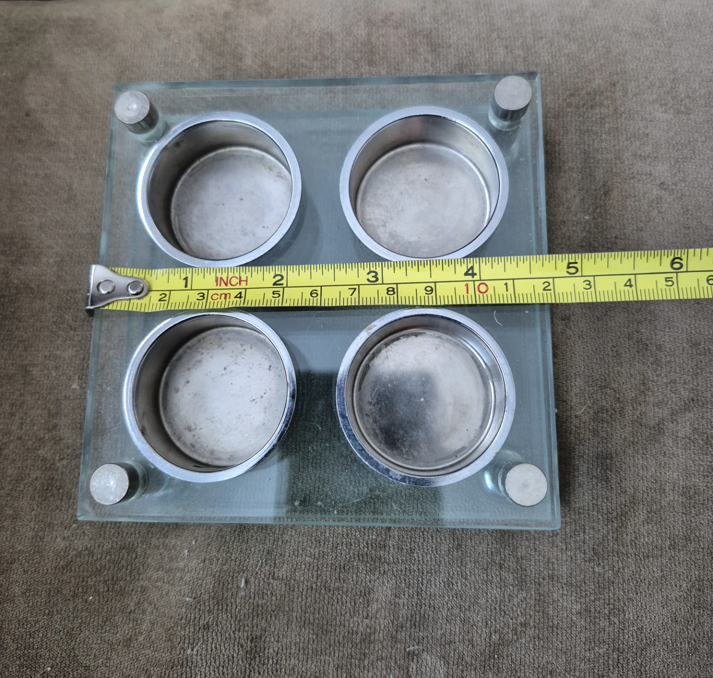 Glass and metal 4-spot tea light holder (Skokie) - photo 4