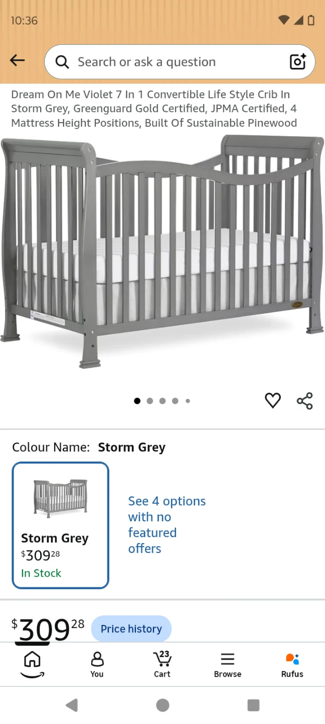 $300+ Dream On Me Violet 7 In 1 Convertible Crib (NEVER USED)