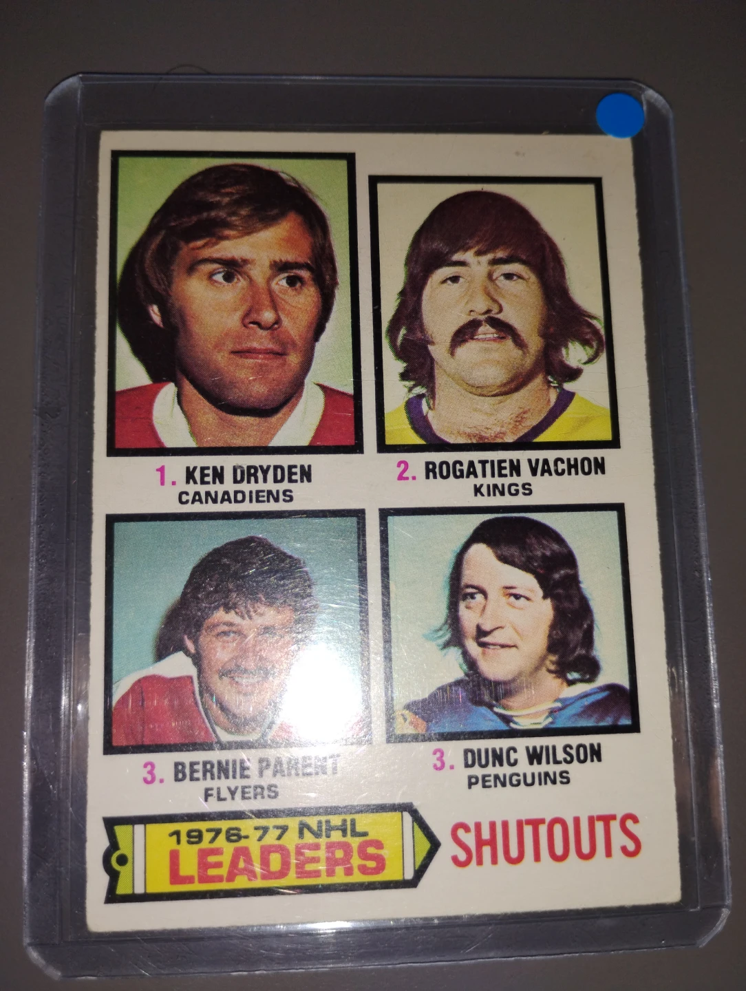 1976-77 O-Pee-Chee NHL Leaders Shutouts Hockey Card