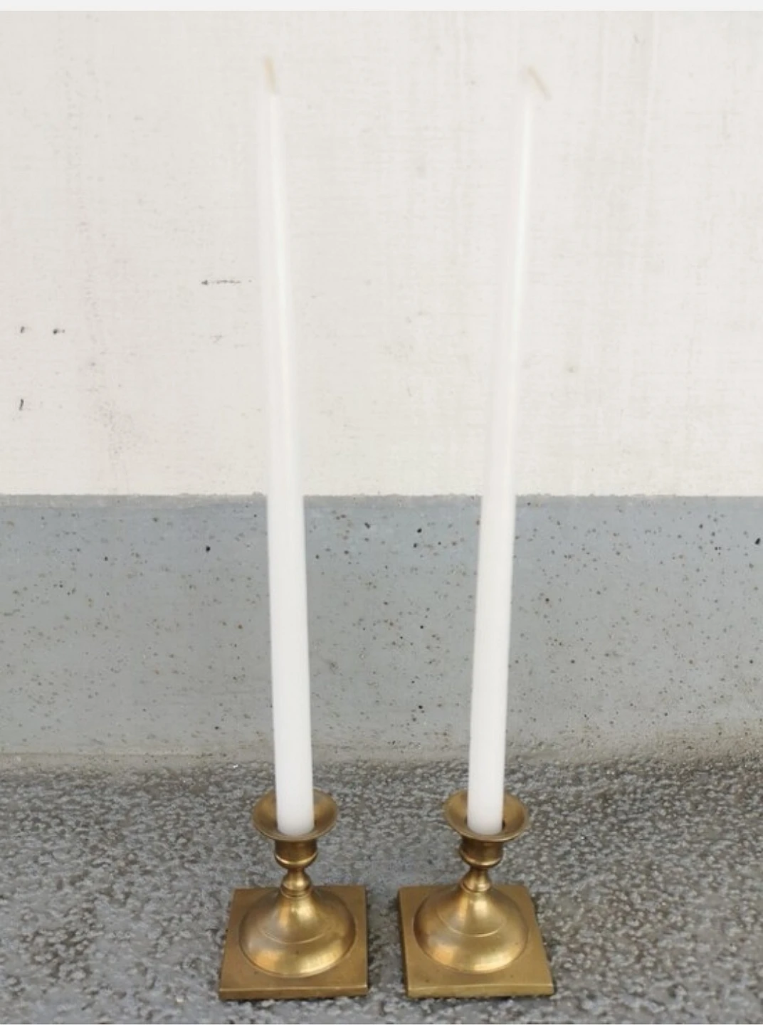 Pair of Small Vintage Brass Candle Holders With Square Base