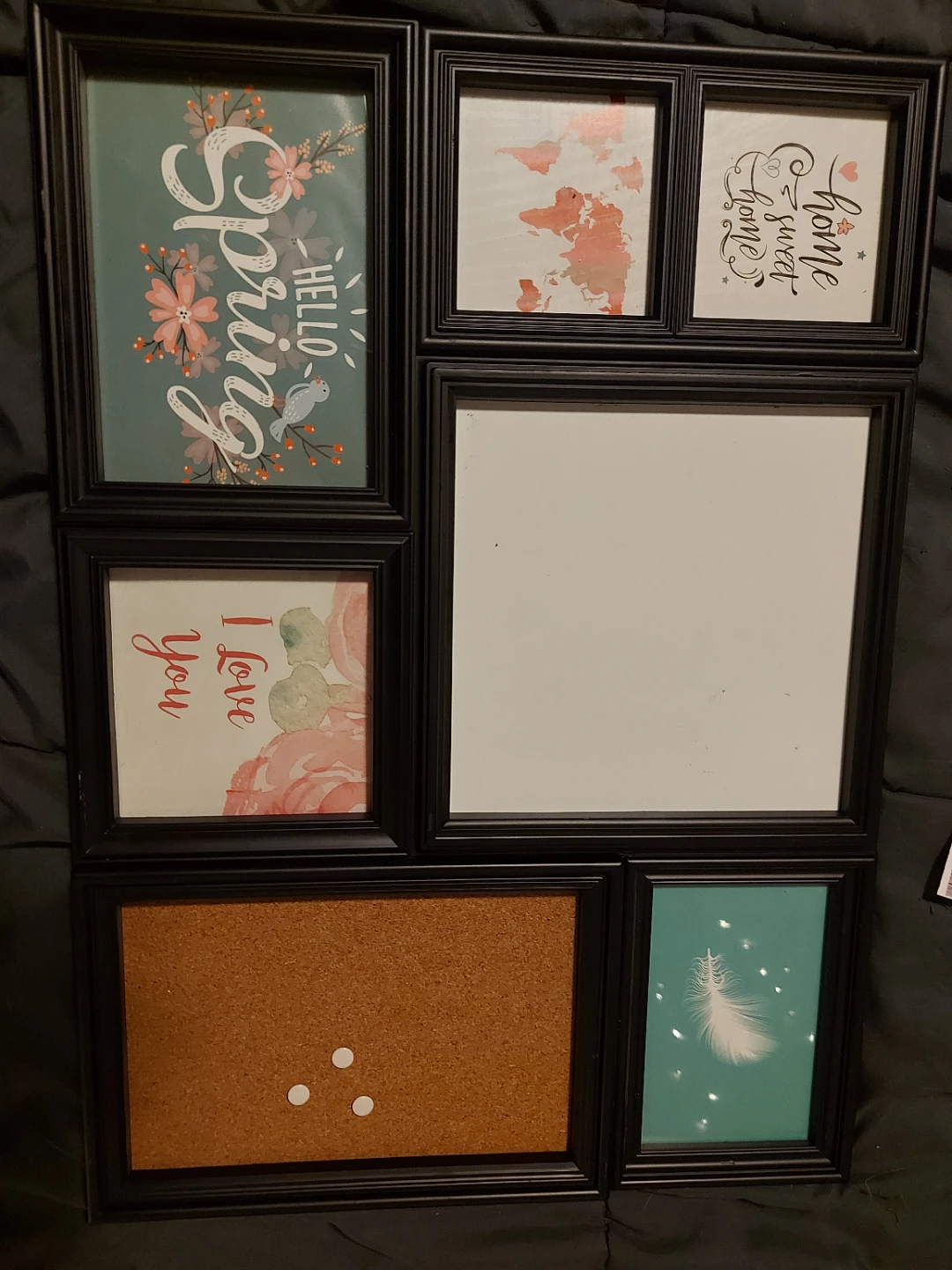 Black Multi-Photo Collage Frame with Corkboard