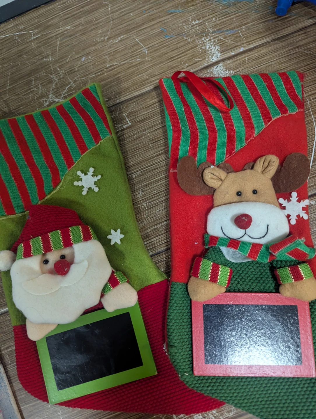 Set of 2 Christmas Stockings with Chalkboard Name Tags