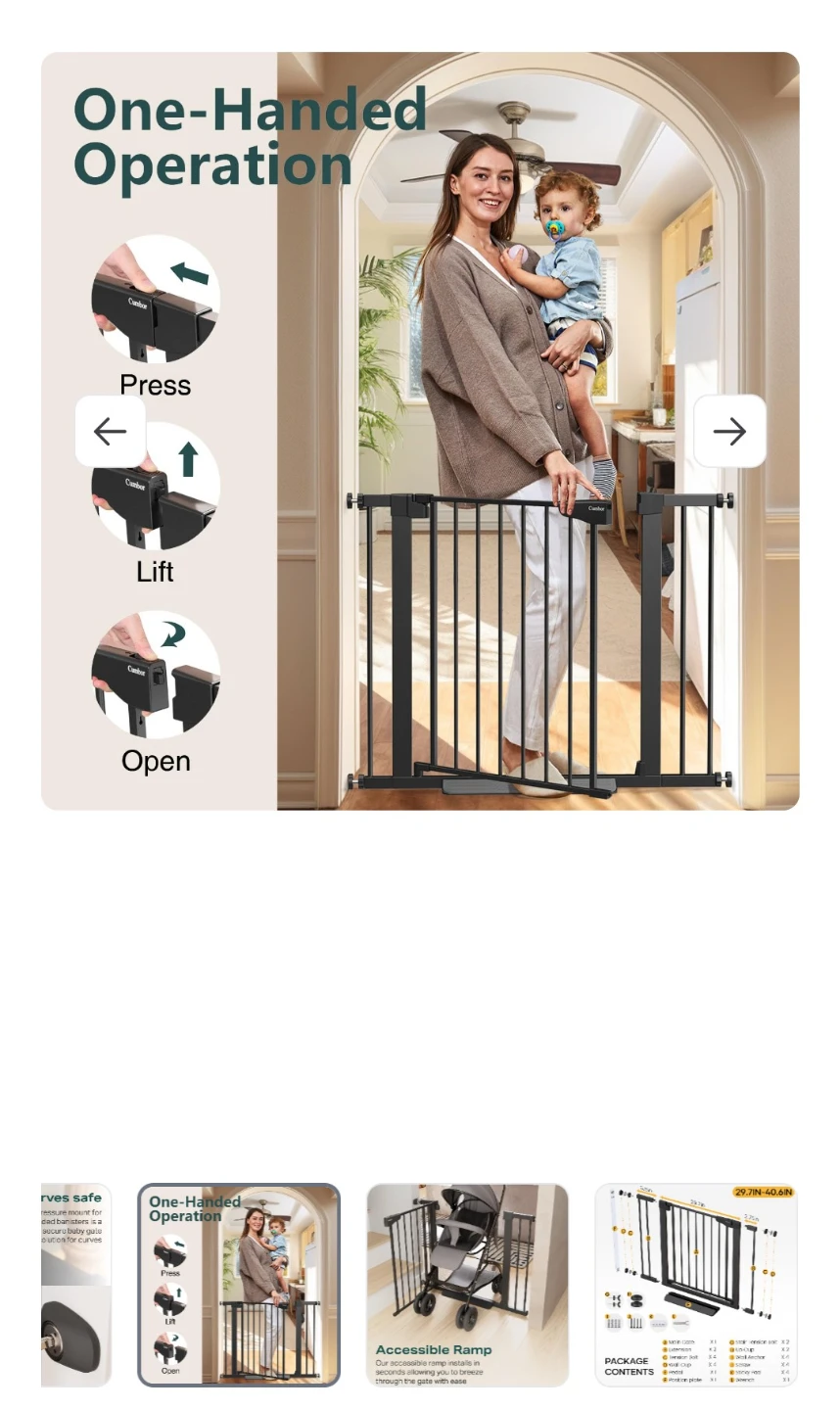 Cumbor 29.7-40.6" Pressure-Mounted Baby Gate - photo 2