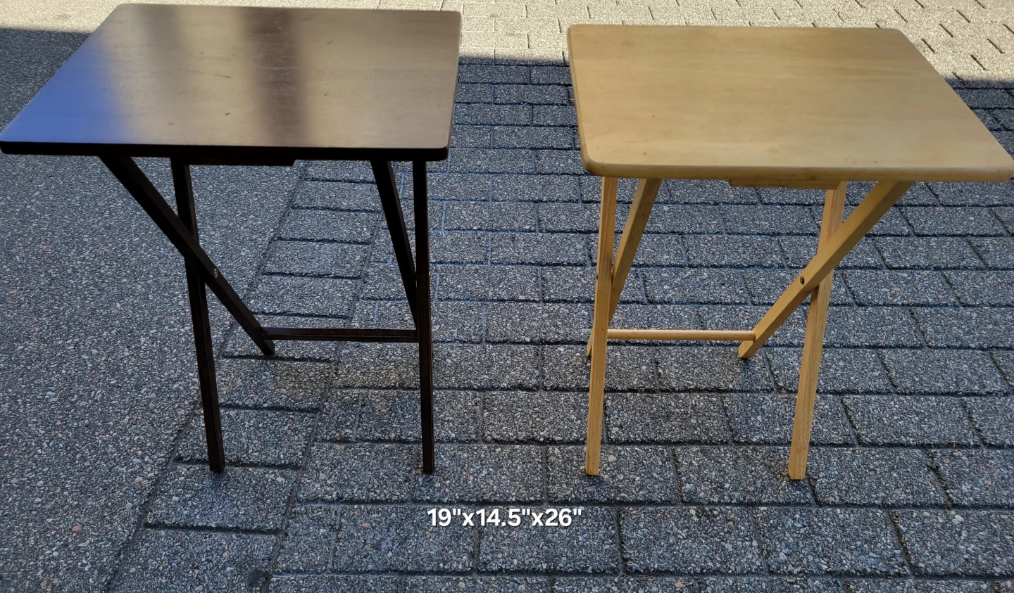 Set of 2 Wooden Folding TV Tray Tables / Snack Side Tables - photo 4