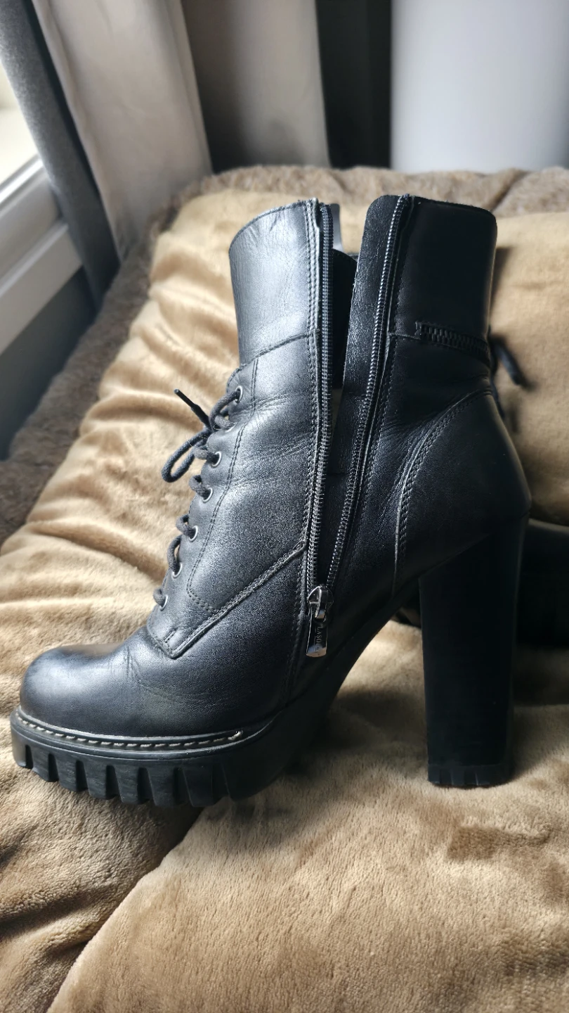Black Heeled Combat Boots - photo 2