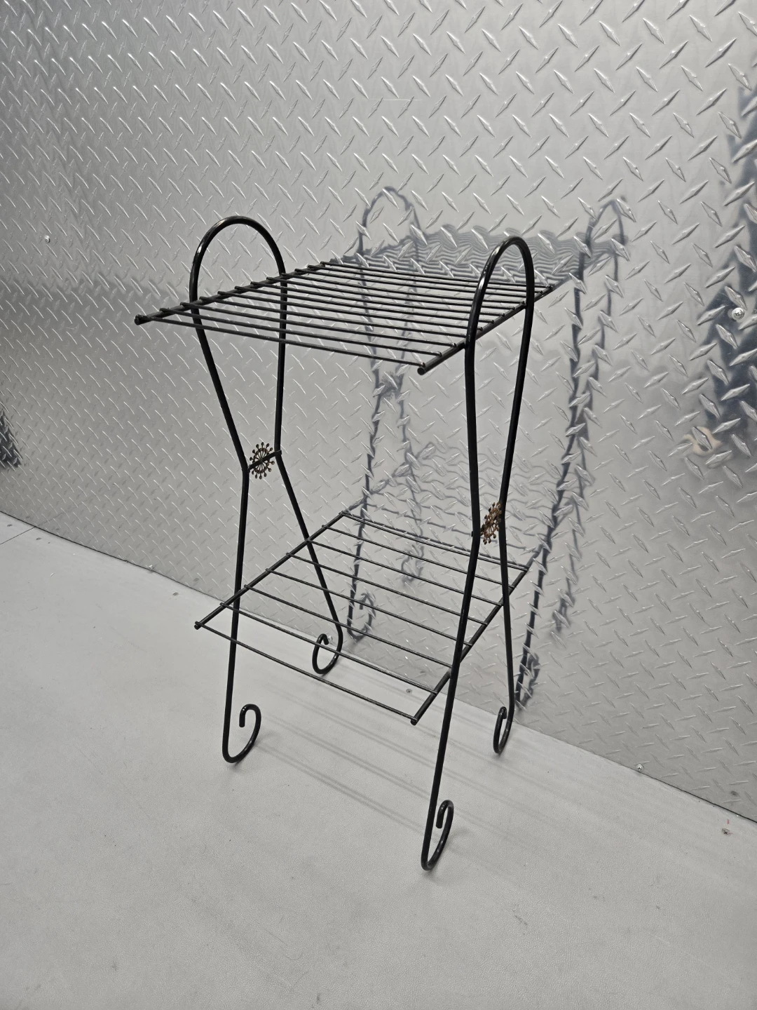 Vintage Mid Century Iron Plant Stand 2 Tier - photo 2