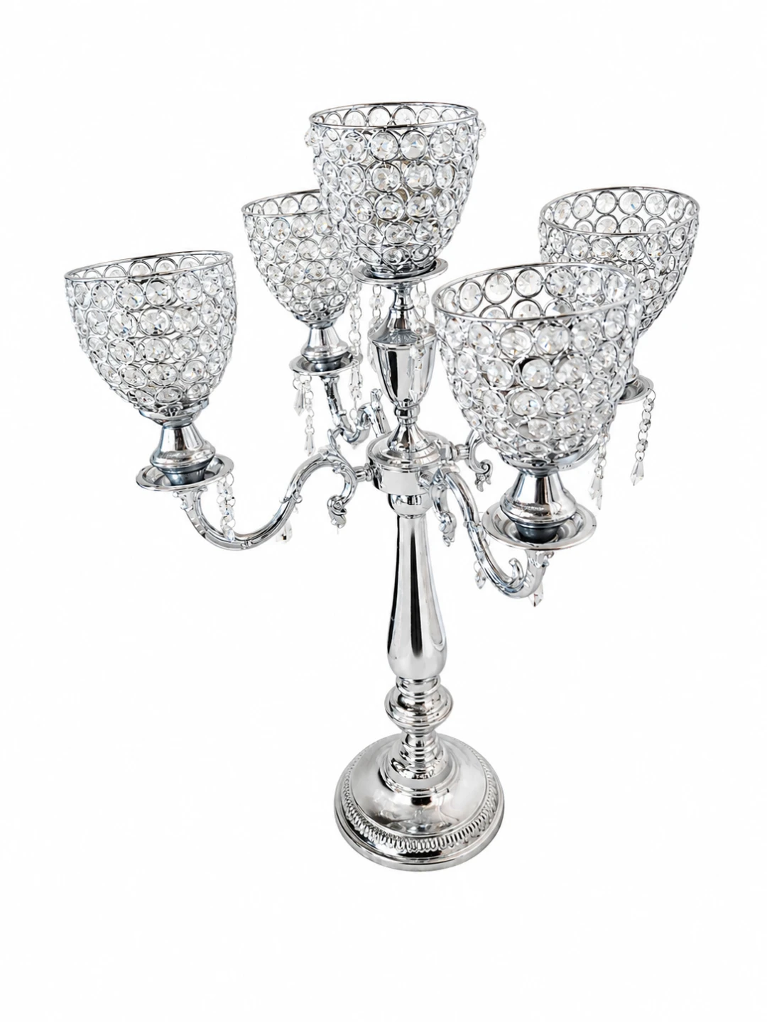 5-Arm Silver Crystal Candelabra - photo 2