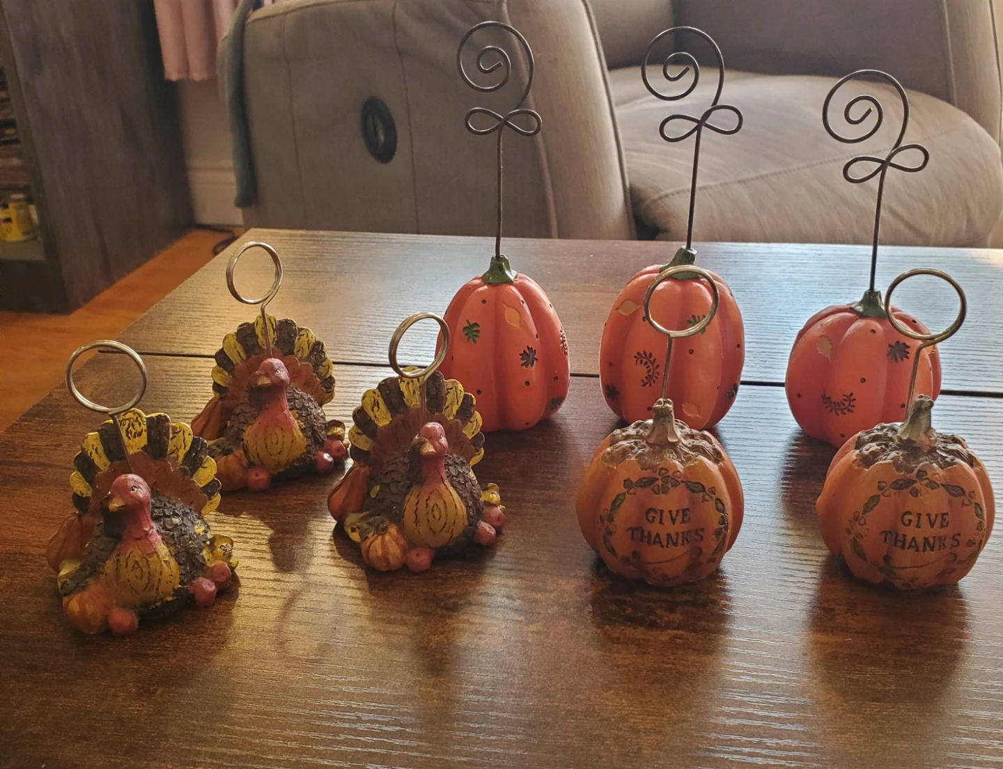 8-Piece Thanksgiving Turkey and Pumpkin Place Card Holders