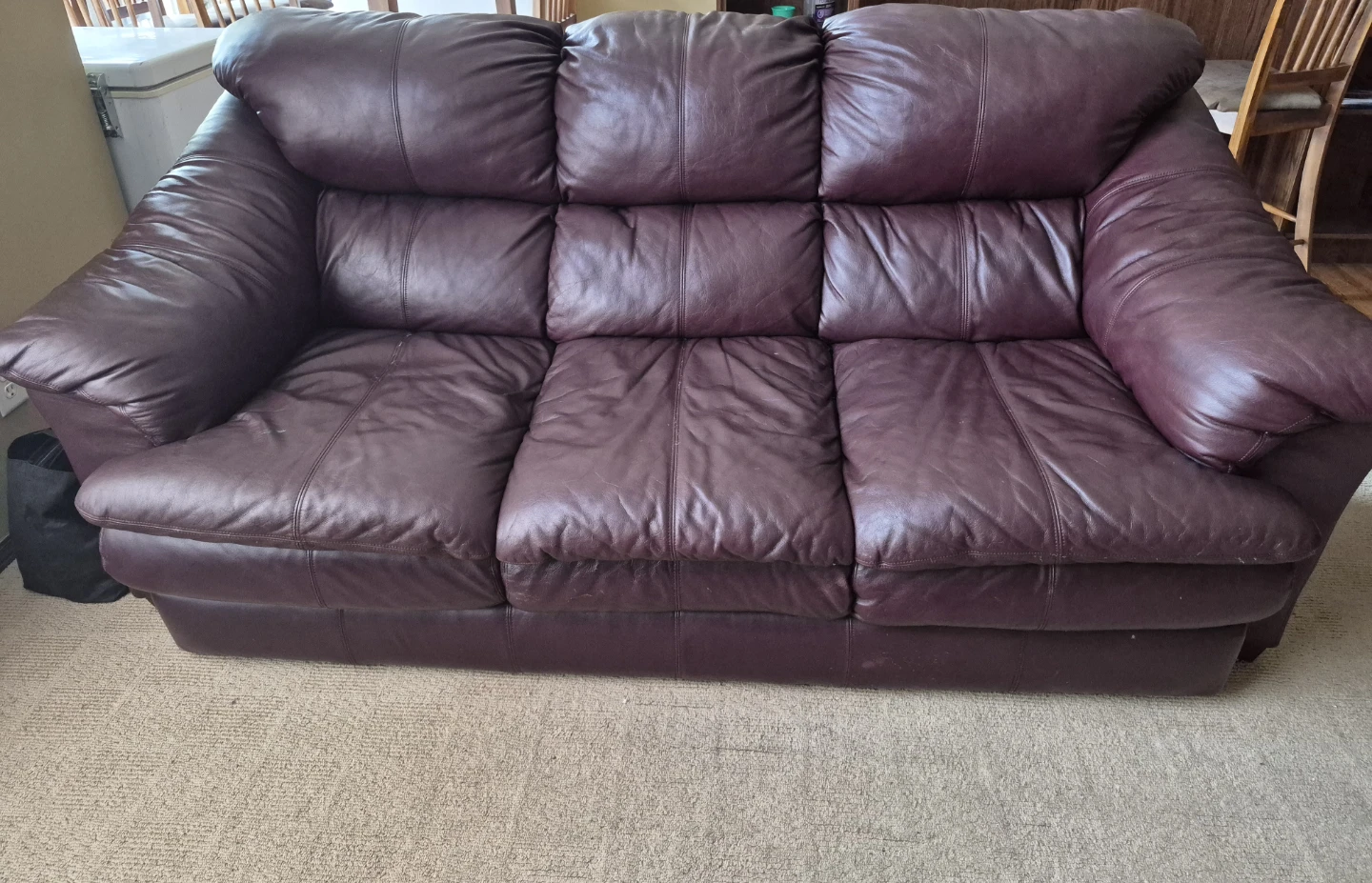 Burgundy Leather Sofa and Loveseat