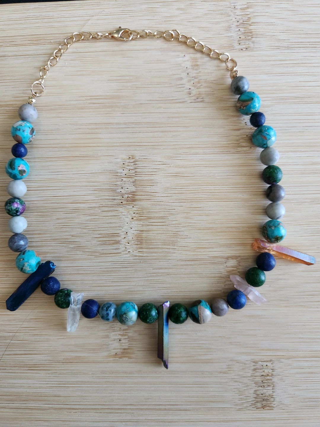 Beaded Gemstone and Crystal Statement Necklace