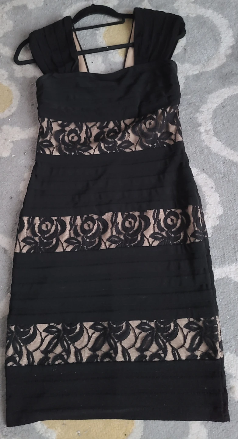Black and Beige Lace Detail Dress - photo 2
