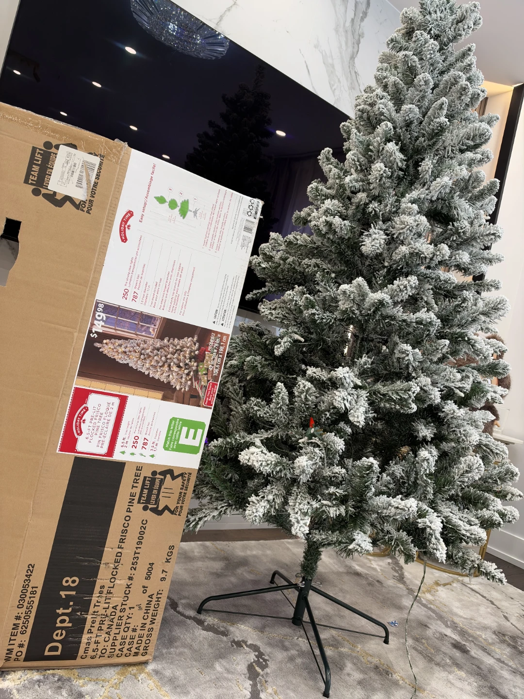6.5ft Flocked Pre-Lit Artificial Christmas Tree - photo 2