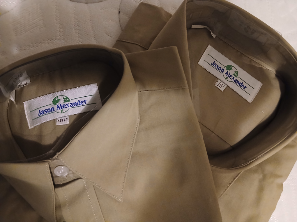 Two Jason Alexander Khaki Shirts