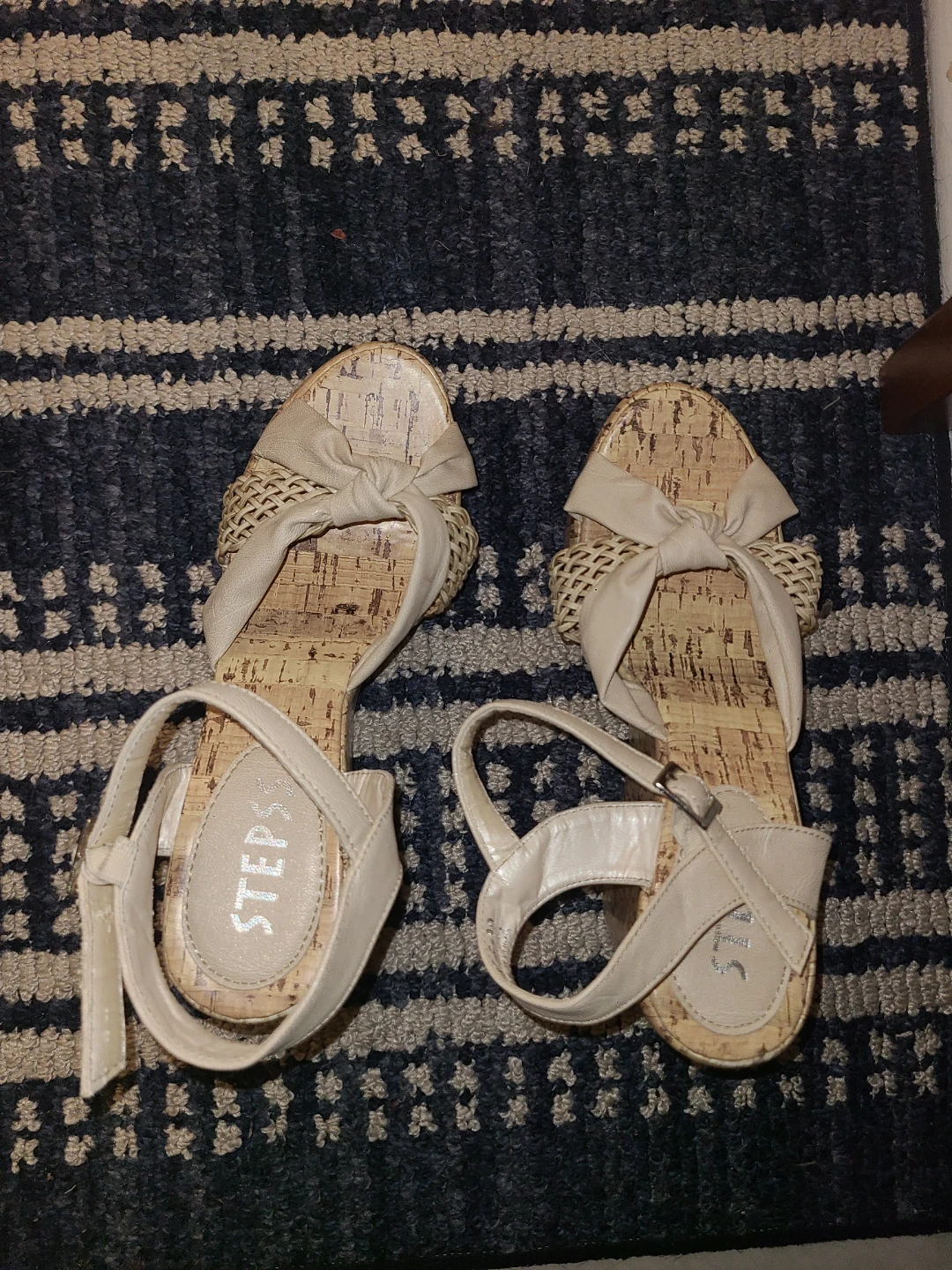 Steps Cream Woven Wedge Sandals