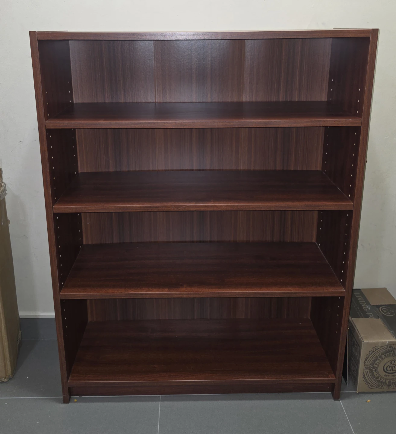 Dark Wood Finish 4-Shelf Bookcase