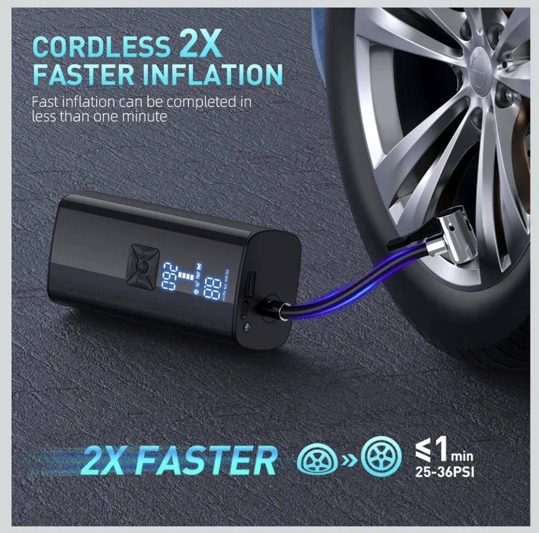 Portable Cordless Tire Inflator 25000mAh - photo 3