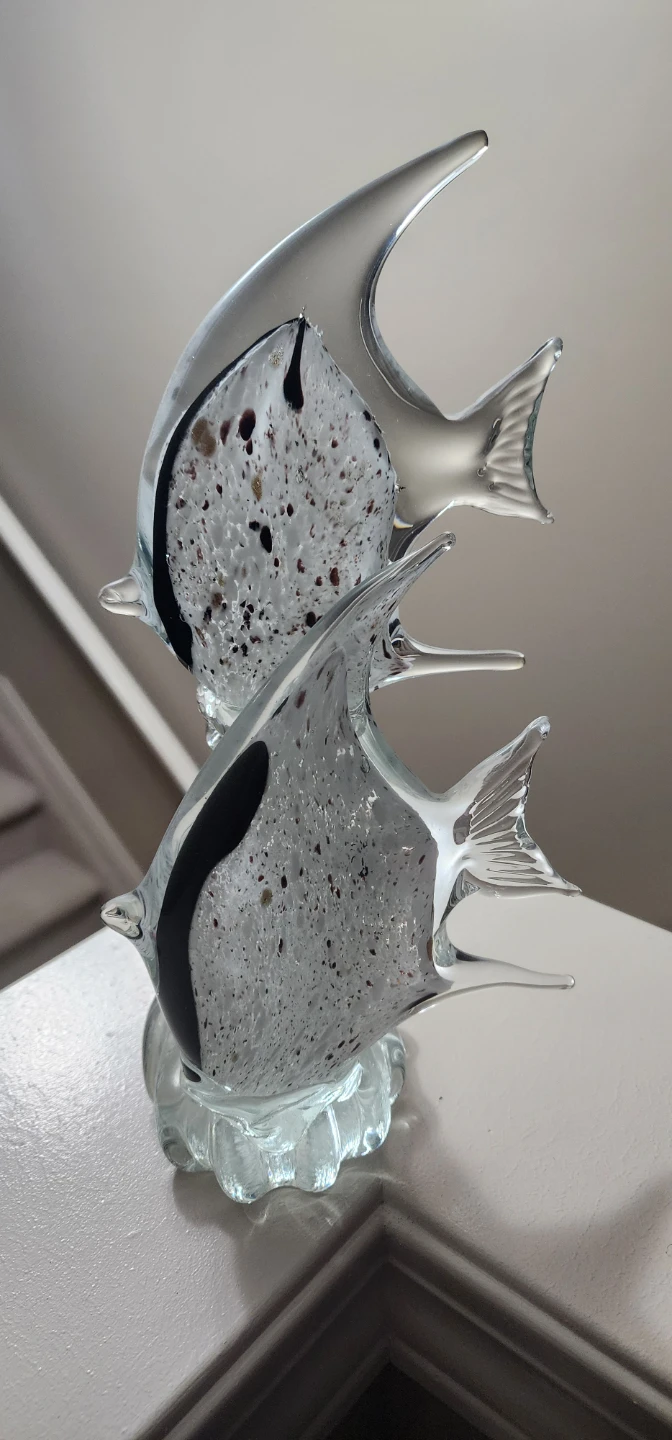 Glass Dual Fish Sculpture