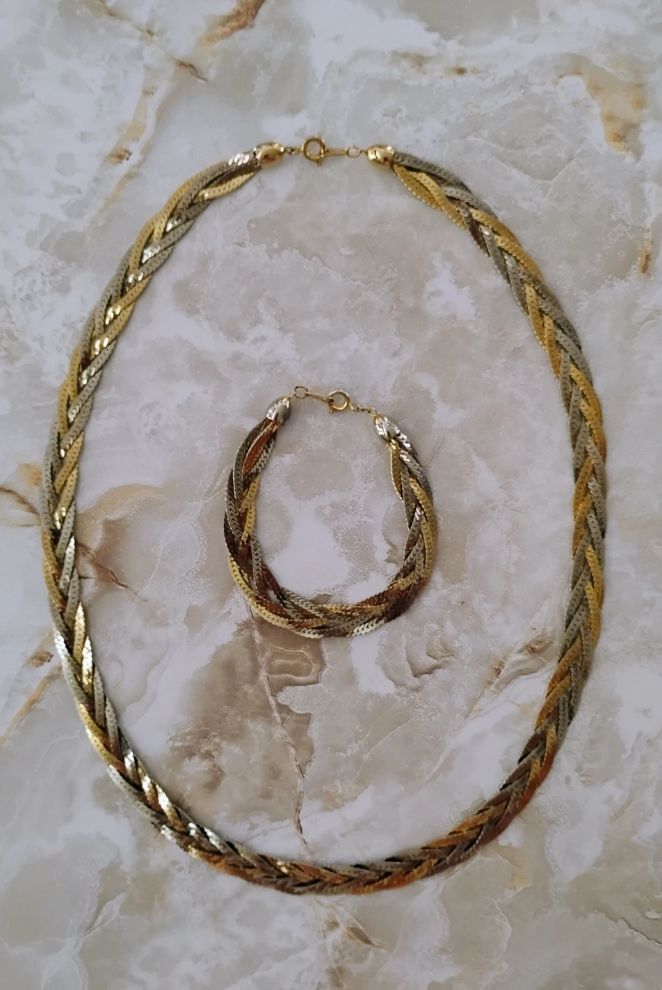SHIMMERING TWO-TONE BRAIDED NECKLACE & BRACELET (BY KWA) - photo 2