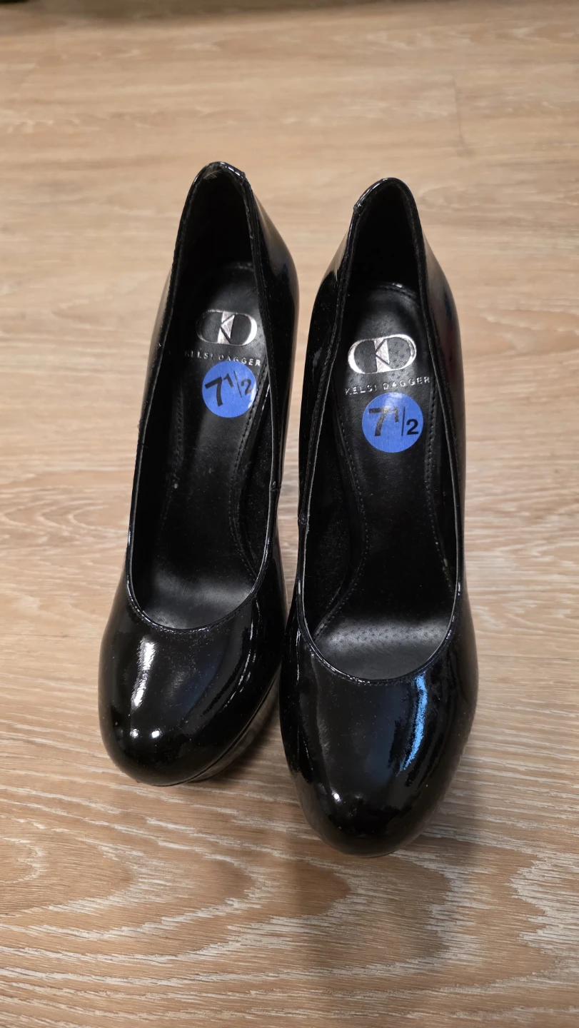 Kelsi Dagger Black Patent Platform Heels