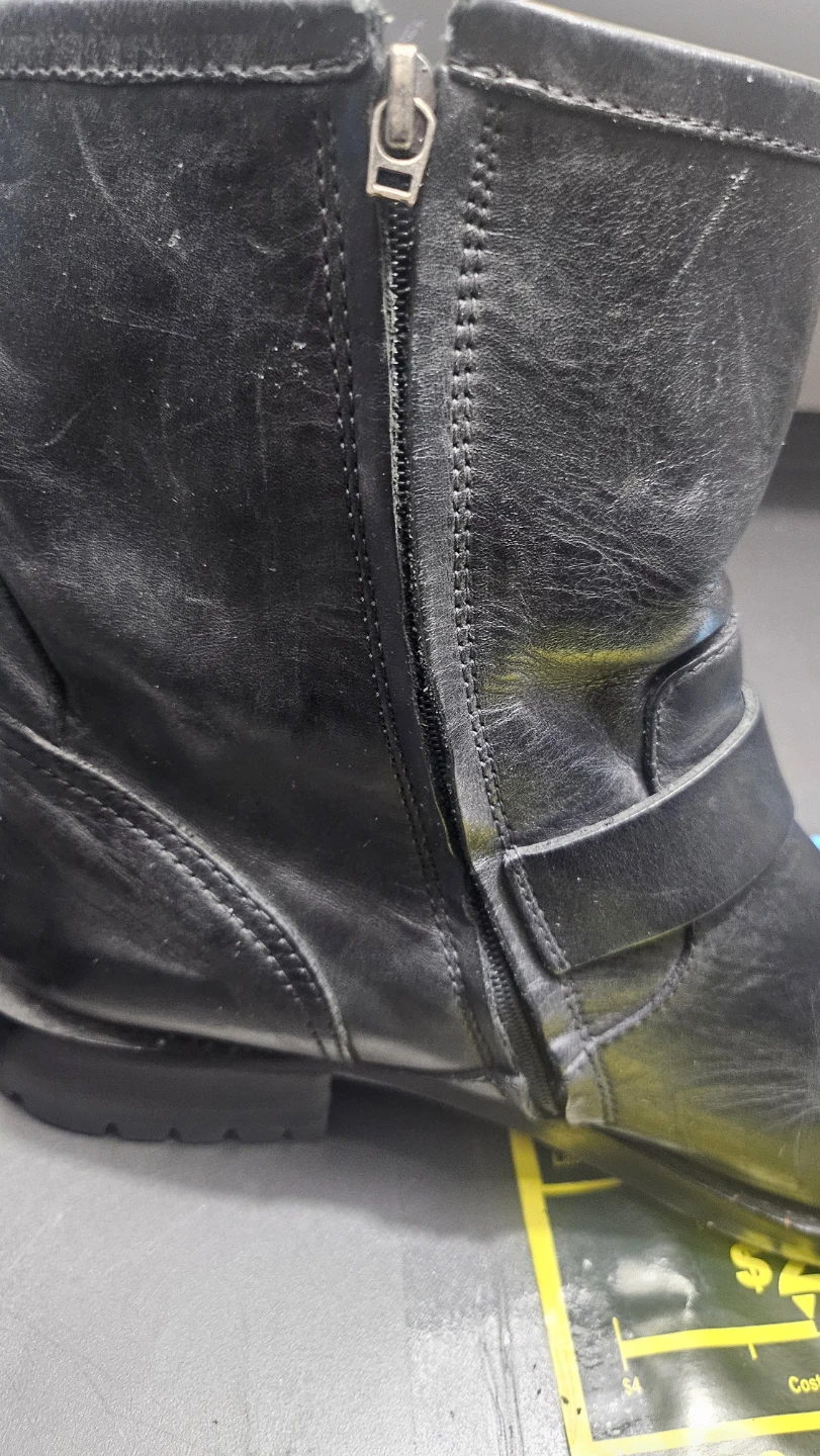 Black Leather Motorcycle Boots Size 10M - photo 3
