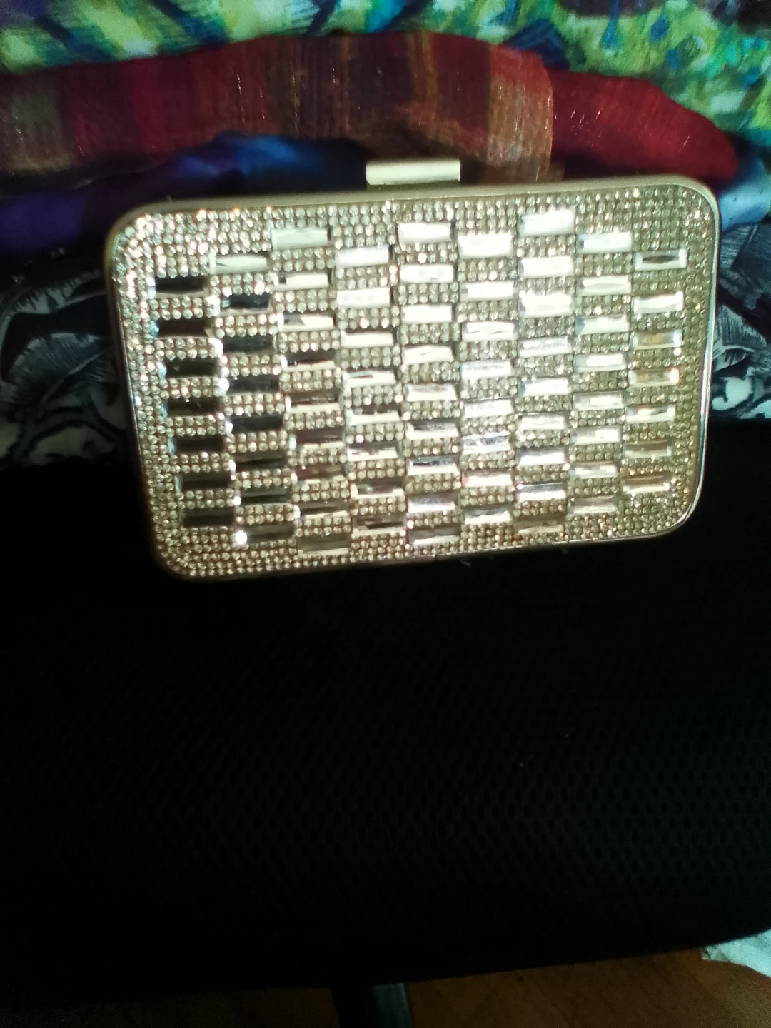Silver Rhinestone Embellished Clutch