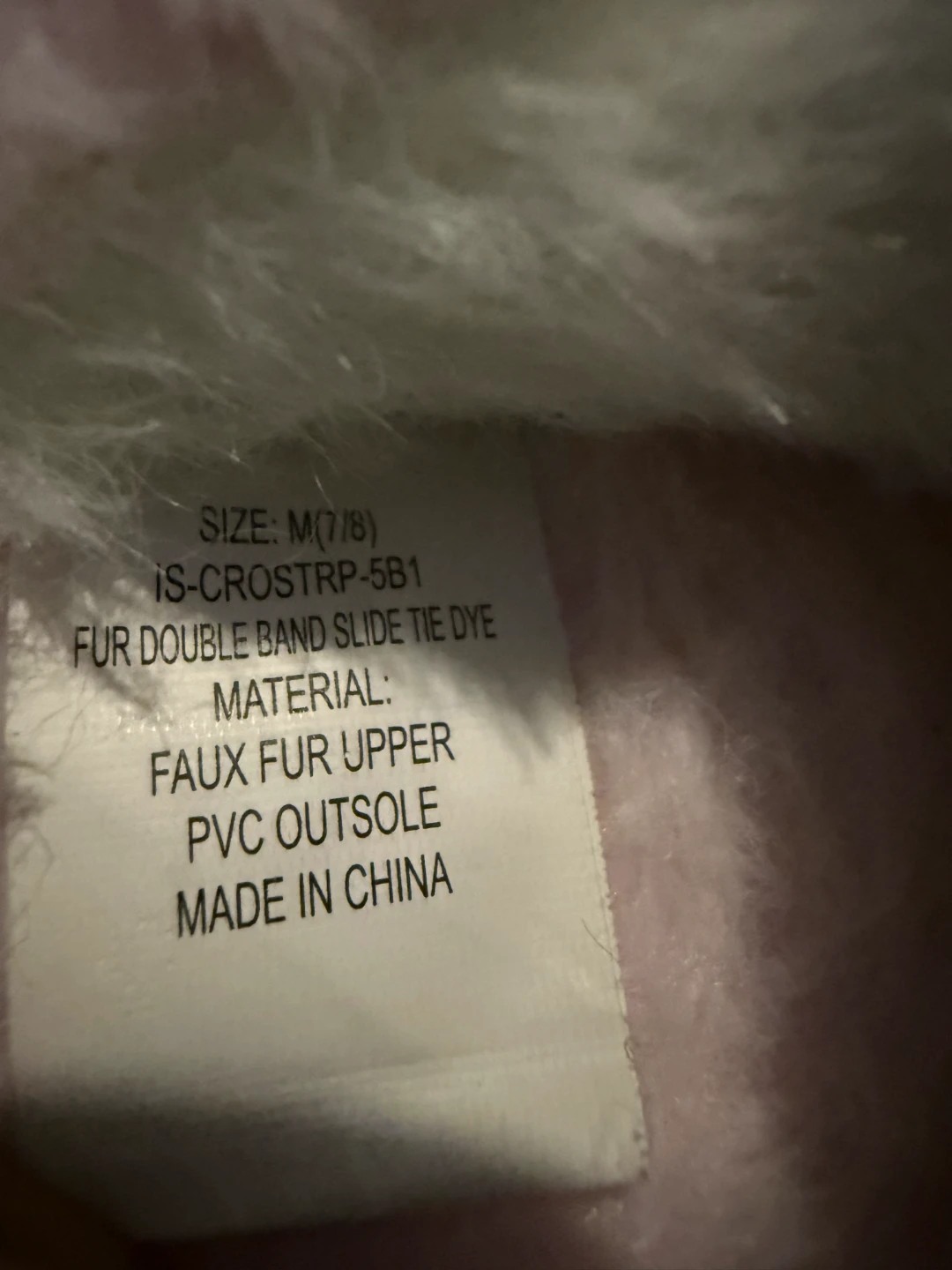 Tie-Dye Faux Fur Double Band Slide Slippers Size M - photo 5