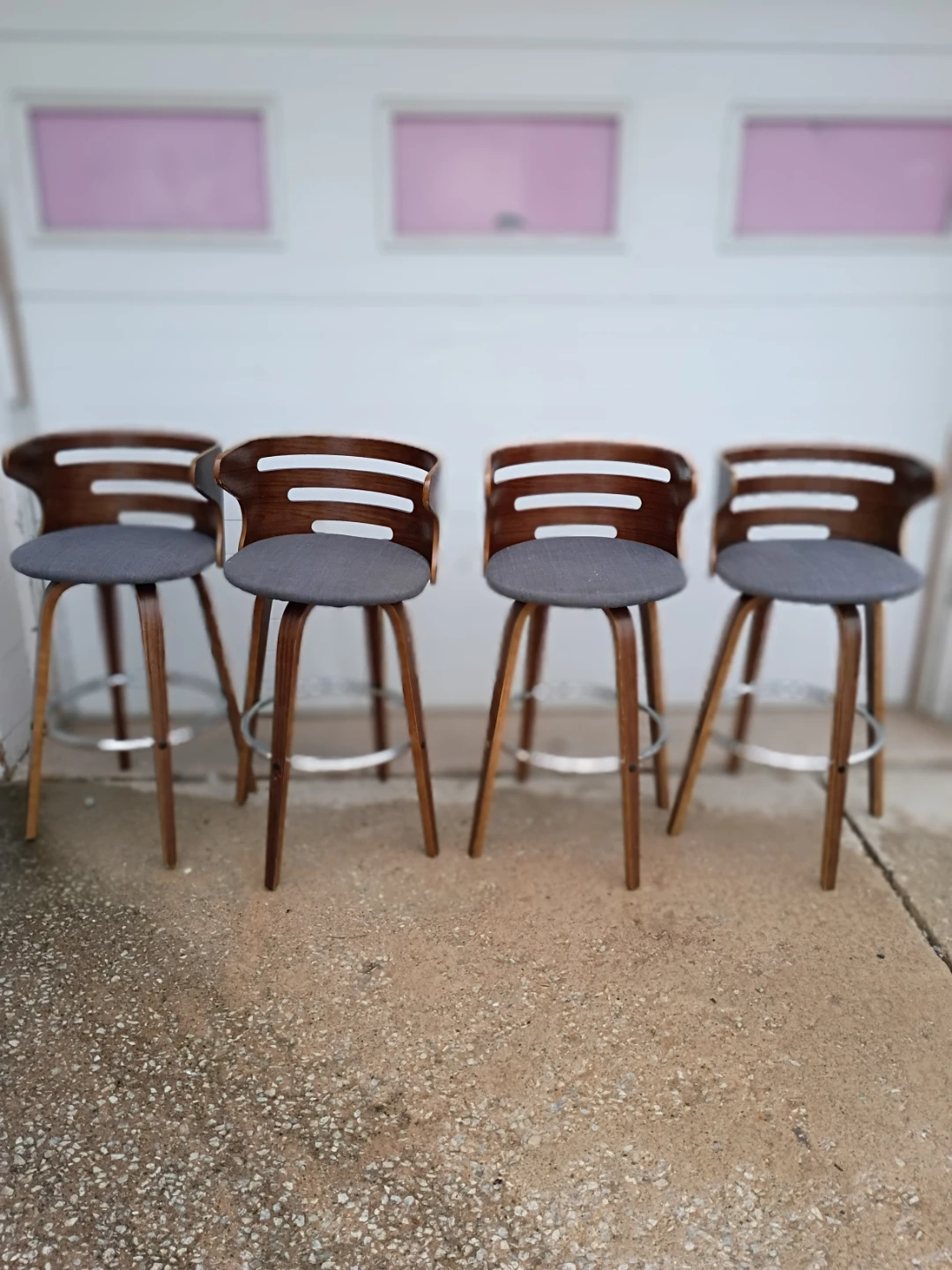 Set of 4 Mid-Century Modern Swivel Bar Stools - photo 2