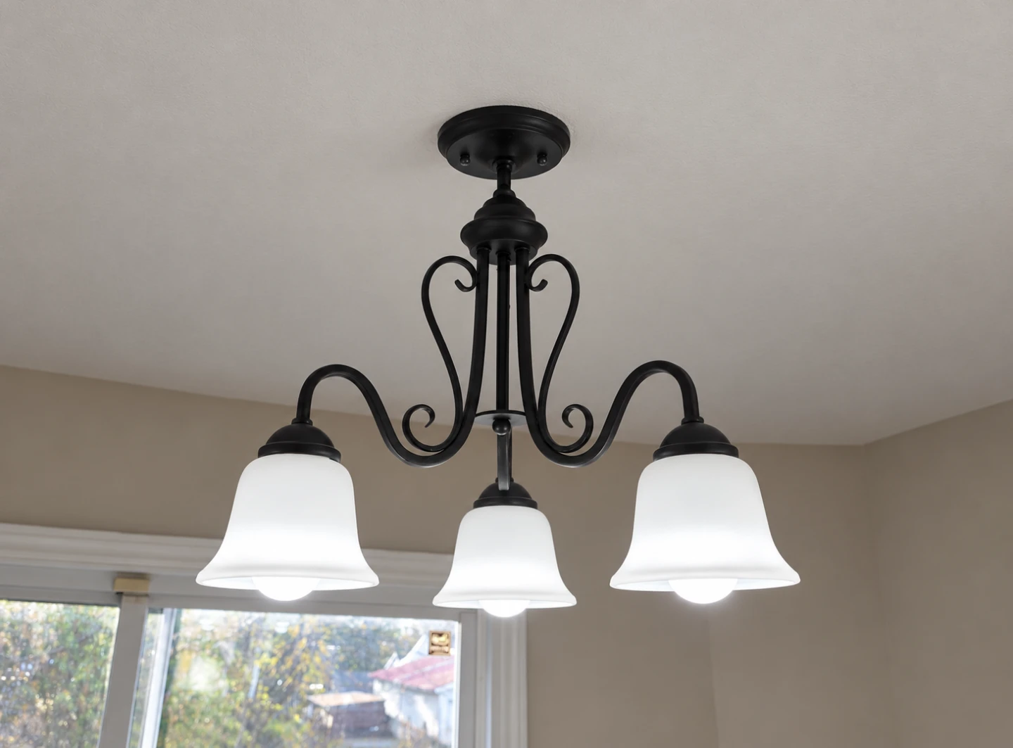 3-Light Black Chandelier