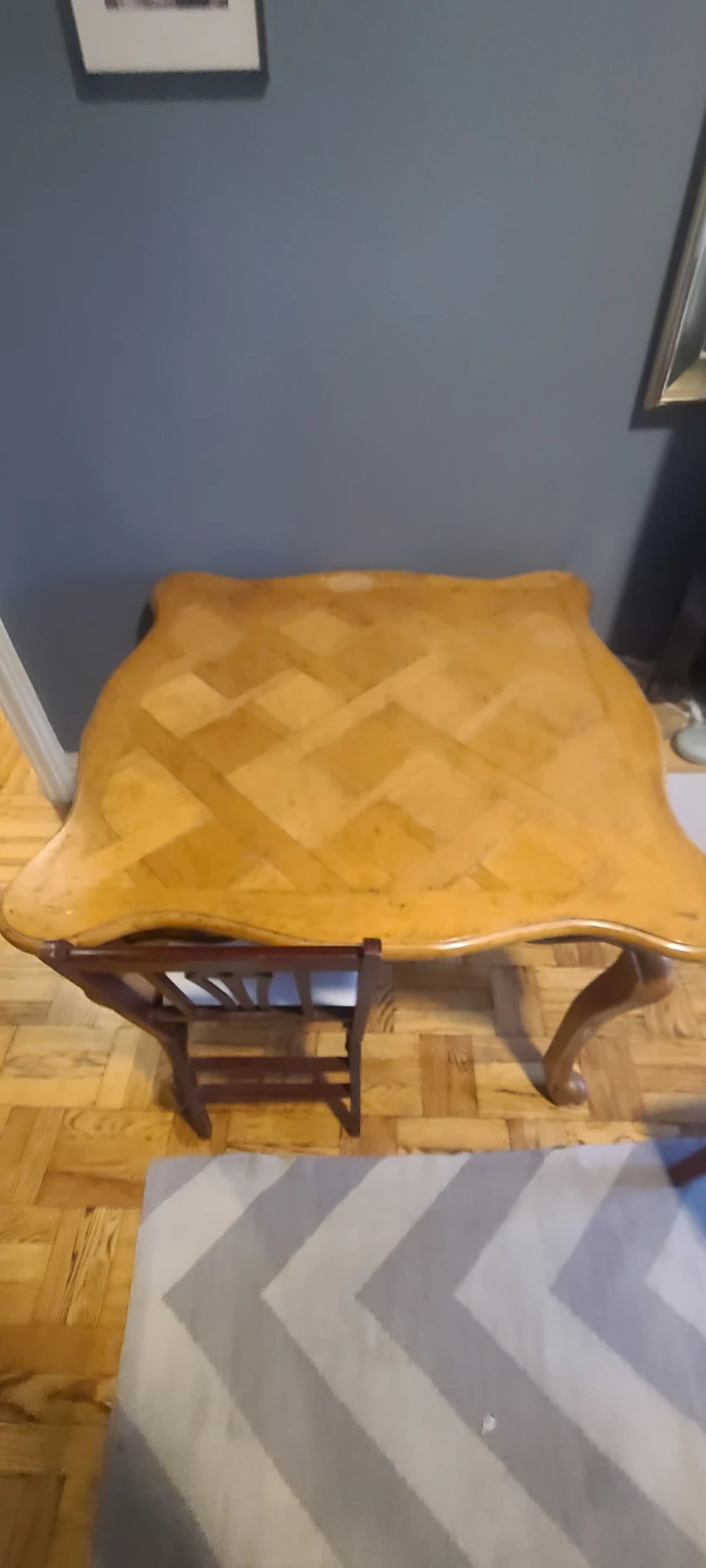 Wooden Dining Table with Parquet Top