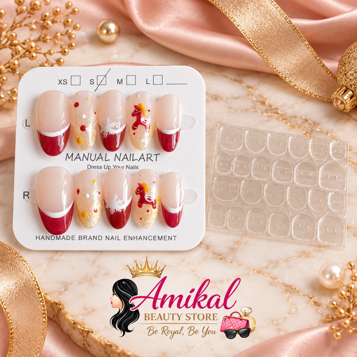 Amikal Beauty Store Handmade Press-on Nails Size S