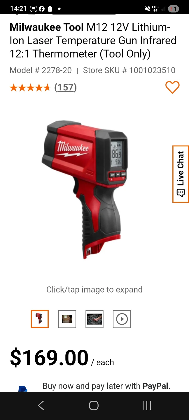 Milwaukee M12 Laser Temp Gun 2278-20