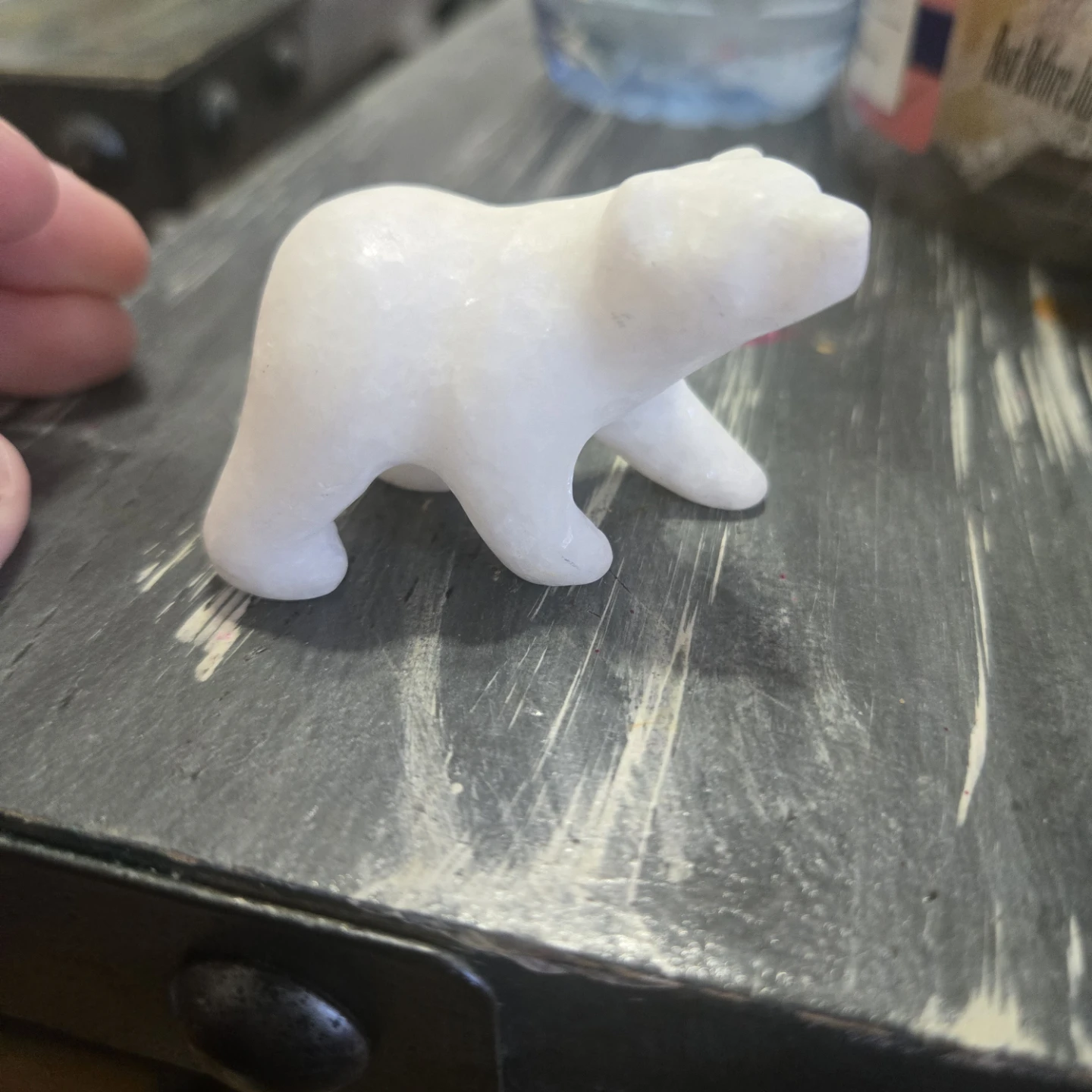 Small carved stone polar bear figurine