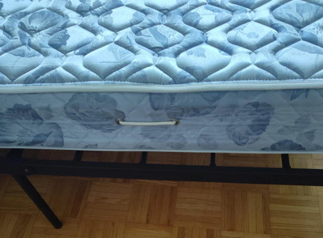 Twin black metal bed frame and mattress - photo 4