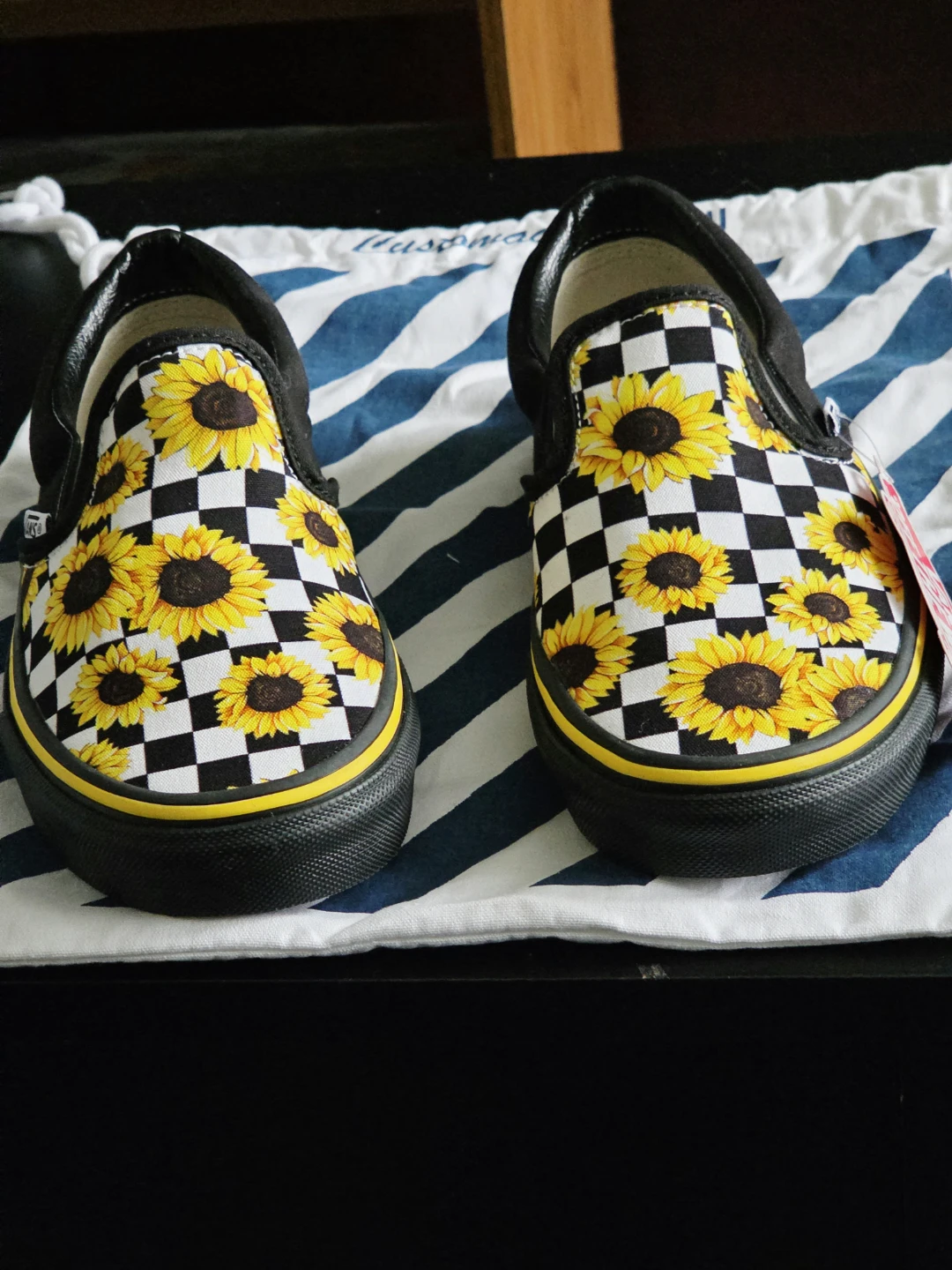Vans Sunflower Checkerboard Slip-Ons
