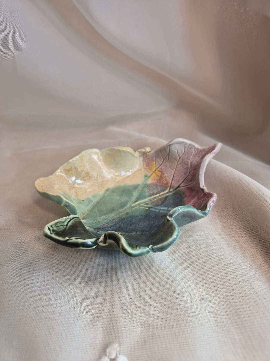 Leaf Art Pottery Dish Bowl Decor - photo 2