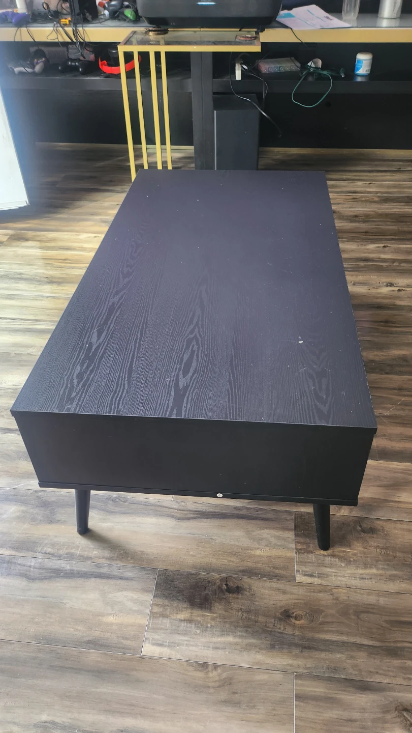 Black Coffee Table with Rattan Detail - photo 2