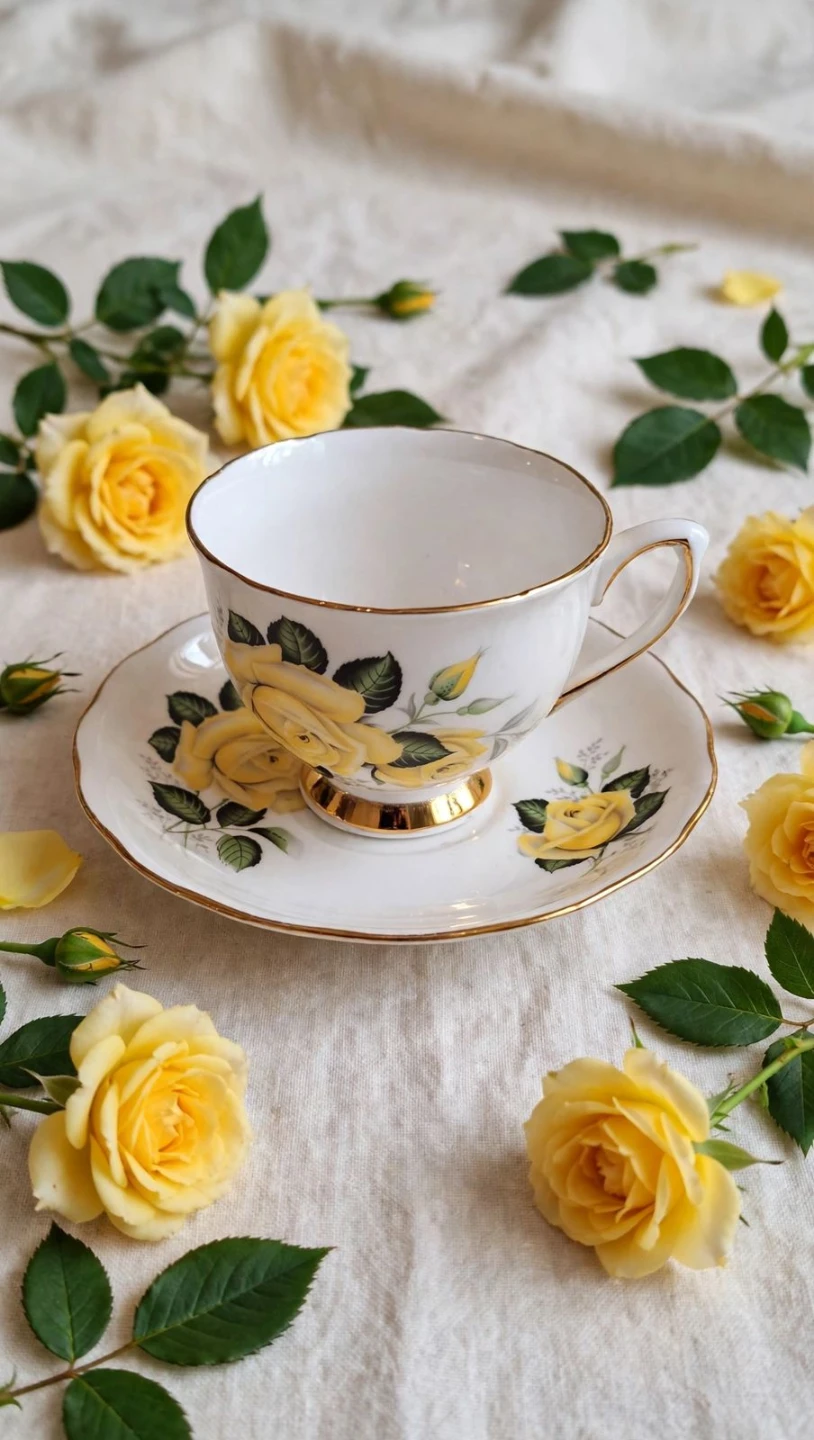 Colclough Yellow Rose Bone China Teacup & Saucer - photo 2